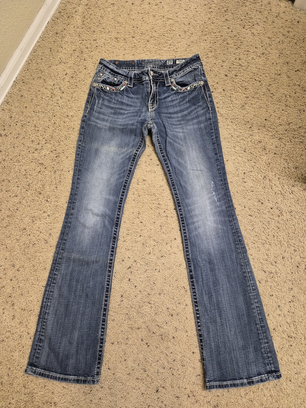 Miss Me Mid-Rise Boot Embellished Pocket Jeans